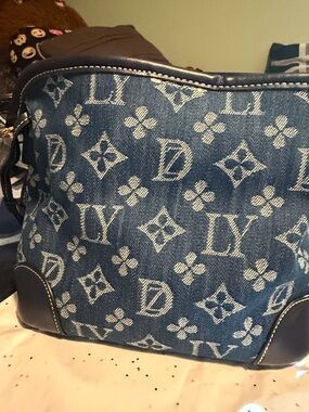 Denim Patterned Women's Shoulder Bag - Blue